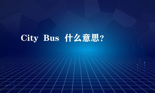 City  Bus  什么意思？