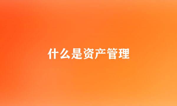 什么是资产管理