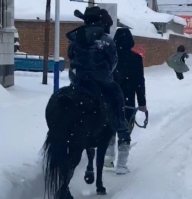 辽宁一男孩雪天骑马吃米线，骑马上路是种什么样的体验？