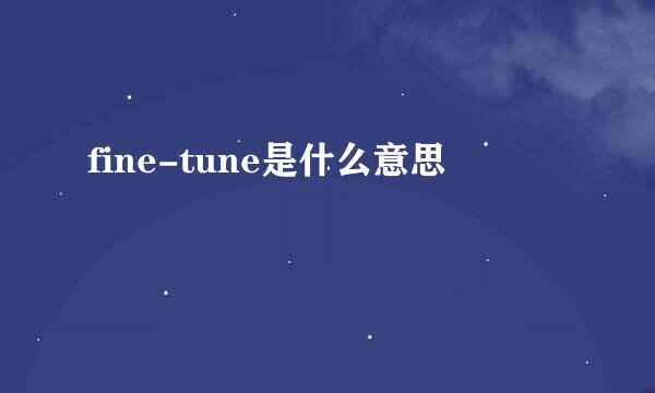 fine-tune是什么意思