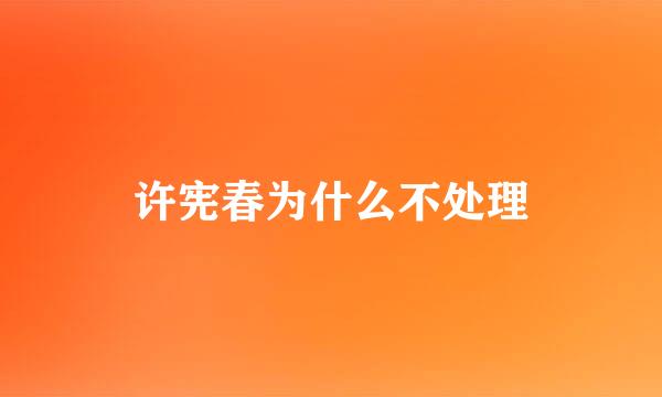 许宪春为什么不处理