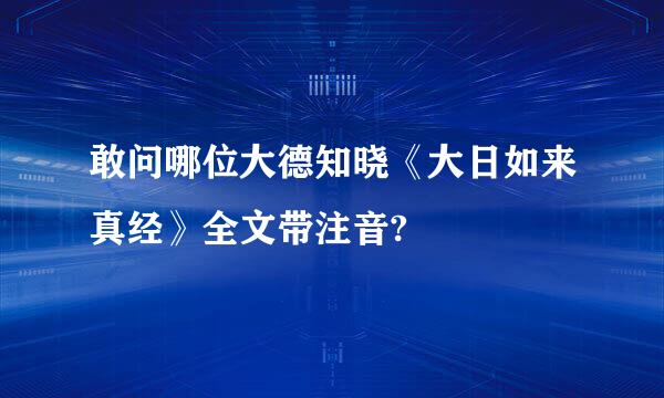 敢问哪位大德知晓《大日如来真经》全文带注音?