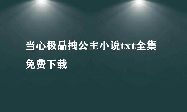 当心极品拽公主小说txt全集免费下载