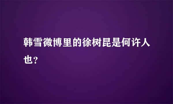 韩雪微博里的徐树昆是何许人也？