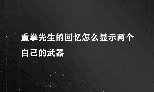 重拳先生的回忆怎么显示两个自己的武器