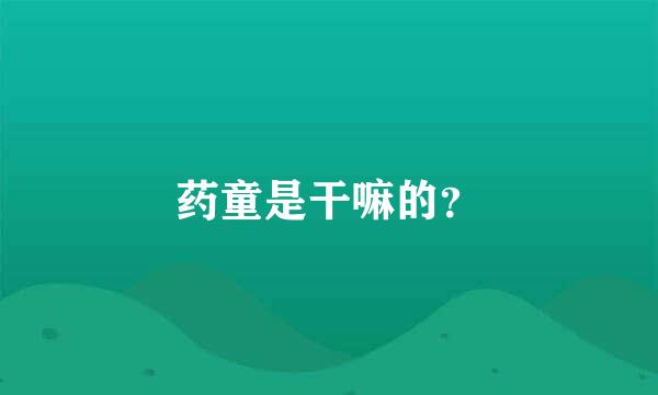 药童是干嘛的？