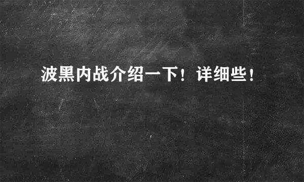 波黑内战介绍一下！详细些！