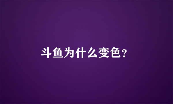 斗鱼为什么变色？