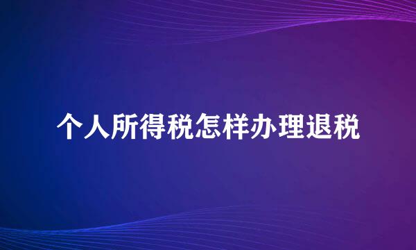 个人所得税怎样办理退税