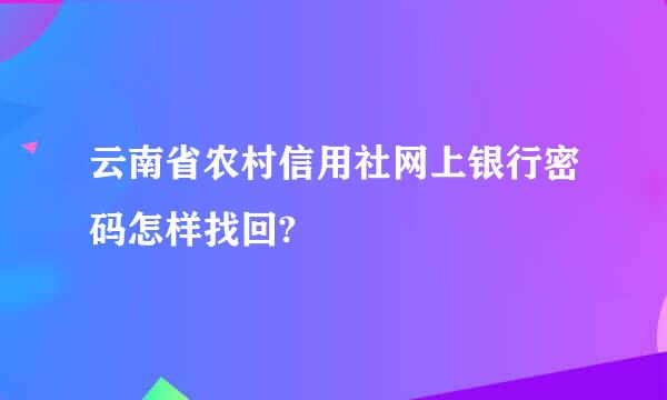 云南省农村信用社网上银行密码怎样找回?