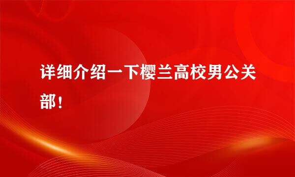 详细介绍一下樱兰高校男公关部！