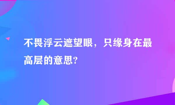 不畏浮云遮望眼，只缘身在最高层的意思?