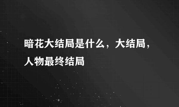 暗花大结局是什么，大结局，人物最终结局