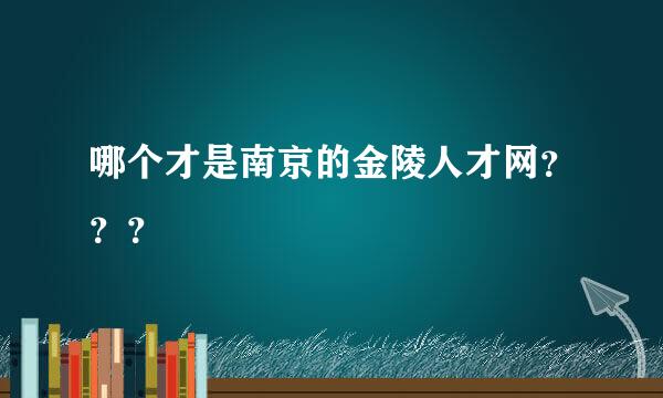 哪个才是南京的金陵人才网？？？