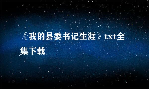 《我的县委书记生涯》txt全集下载