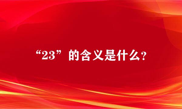 “23”的含义是什么？