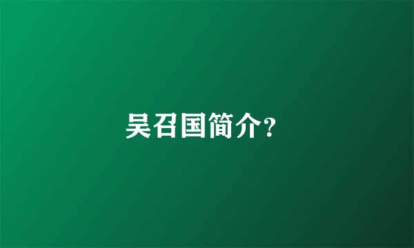 吴召国简介？