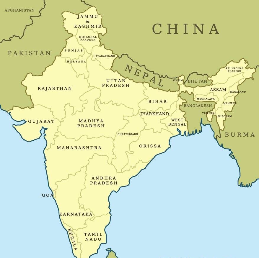 印度和中国交界吗？