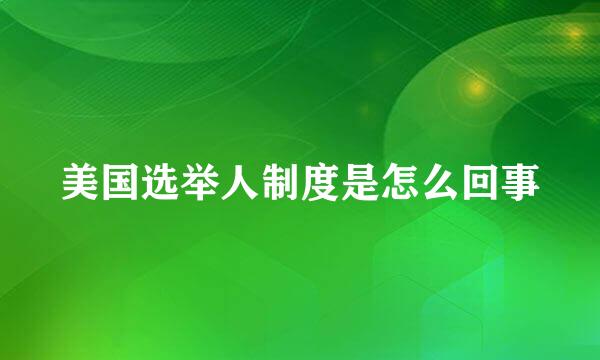 美国选举人制度是怎么回事