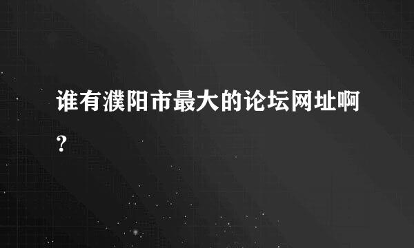 谁有濮阳市最大的论坛网址啊？