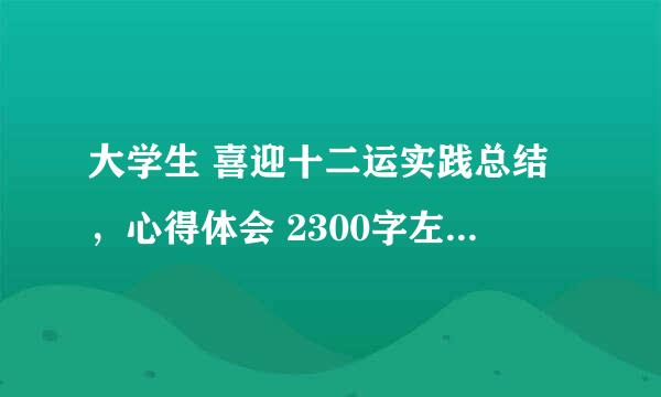 大学生 喜迎十二运实践总结，心得体会 2300字左右急求...................