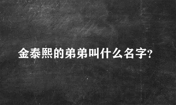 金泰熙的弟弟叫什么名字？