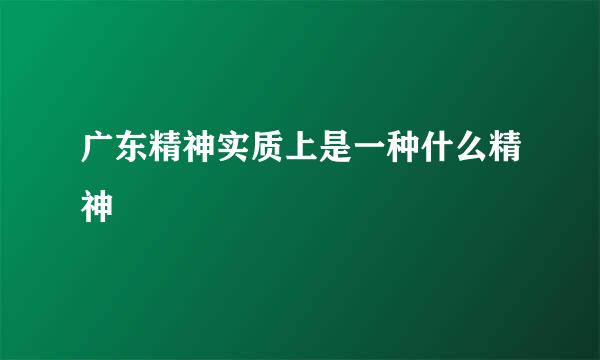 广东精神实质上是一种什么精神