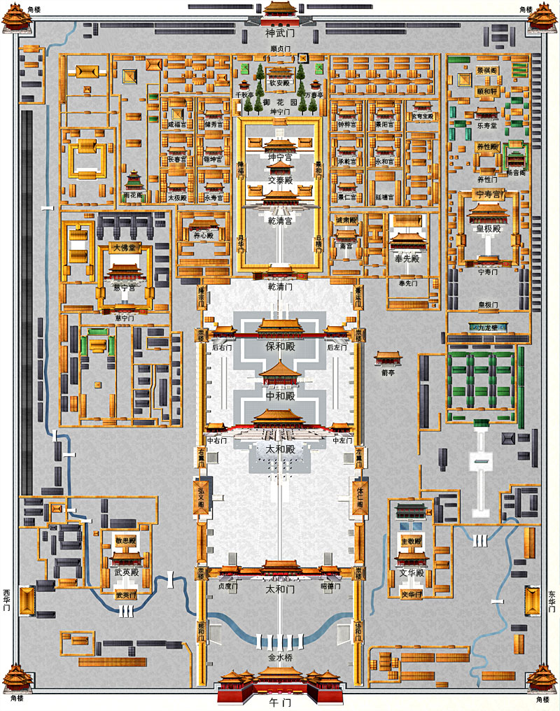 求故宫清朝是各个宫殿用途的详细地图（就是原版故宫地图）！