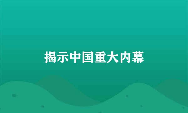 揭示中国重大内幕