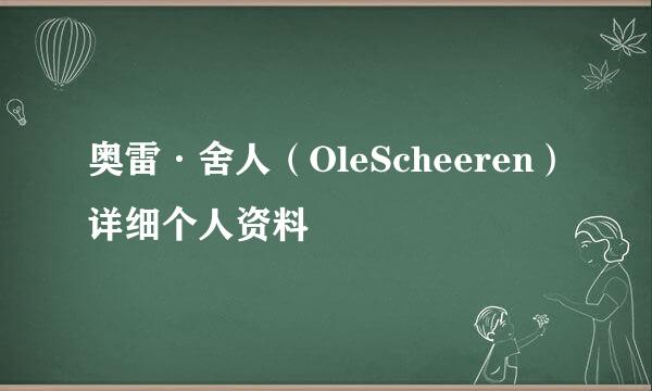 奥雷·舍人（OleScheeren）详细个人资料