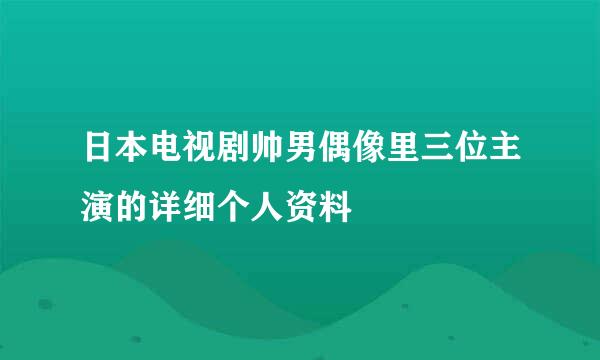 日本电视剧帅男偶像里三位主演的详细个人资料