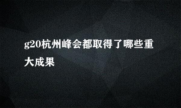 g20杭州峰会都取得了哪些重大成果