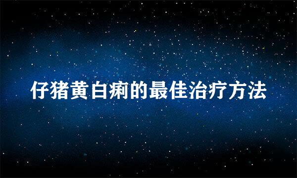 仔猪黄白痢的最佳治疗方法