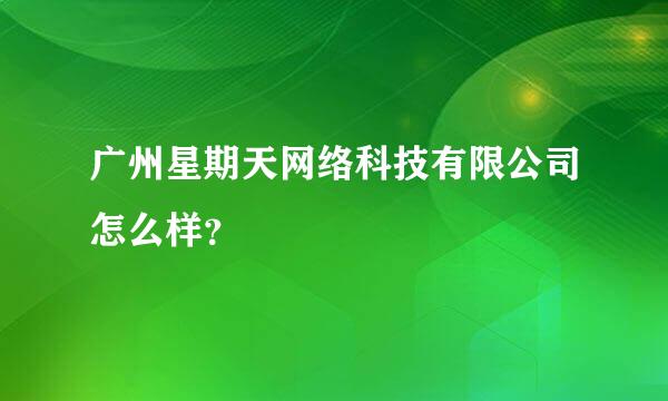 广州星期天网络科技有限公司怎么样？