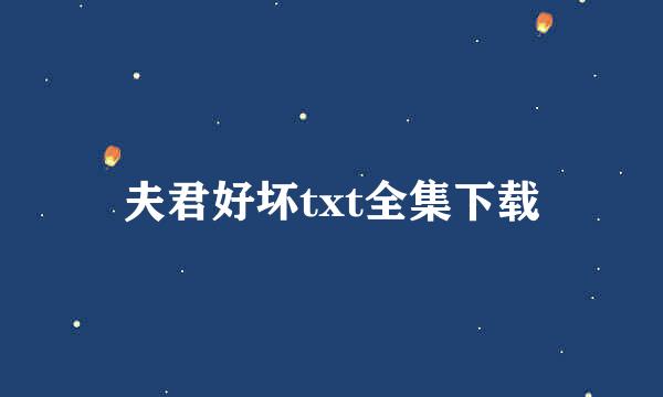 夫君好坏txt全集下载