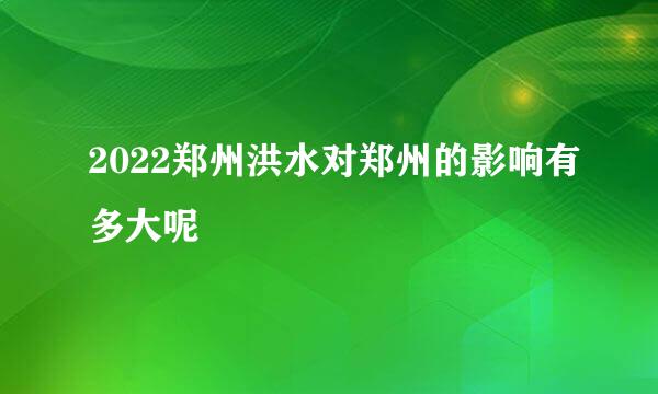 2022郑州洪水对郑州的影响有多大呢