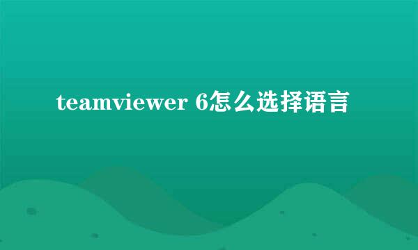 teamviewer 6怎么选择语言