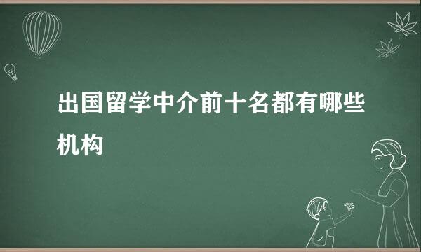 出国留学中介前十名都有哪些机构