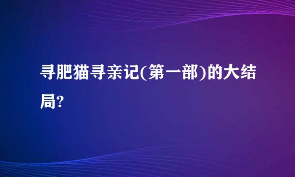 寻肥猫寻亲记(第一部)的大结局?