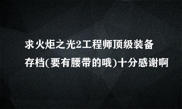 求火炬之光2工程师顶级装备存档(要有腰带的哦)十分感谢啊