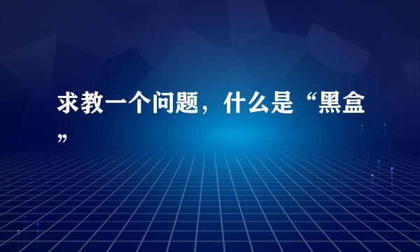 求教一个问题，什么是“黑盒”