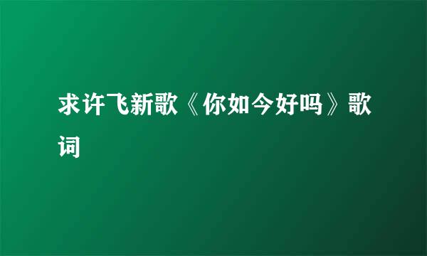 求许飞新歌《你如今好吗》歌词