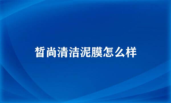 皙尚清洁泥膜怎么样