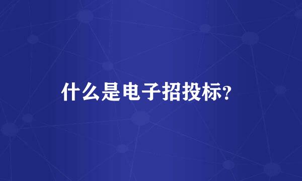 什么是电子招投标？