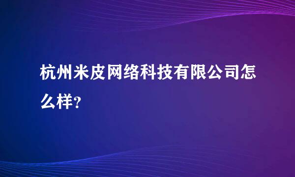 杭州米皮网络科技有限公司怎么样？