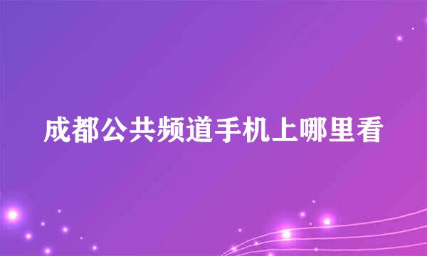 成都公共频道手机上哪里看