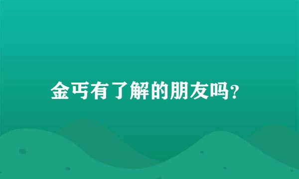 金丐有了解的朋友吗？