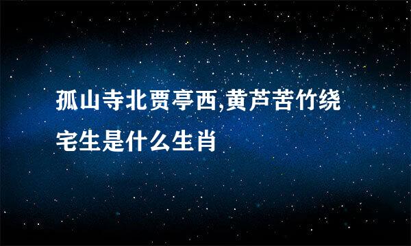 孤山寺北贾亭西,黄芦苦竹绕宅生是什么生肖