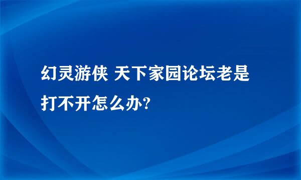 幻灵游侠 天下家园论坛老是打不开怎么办?