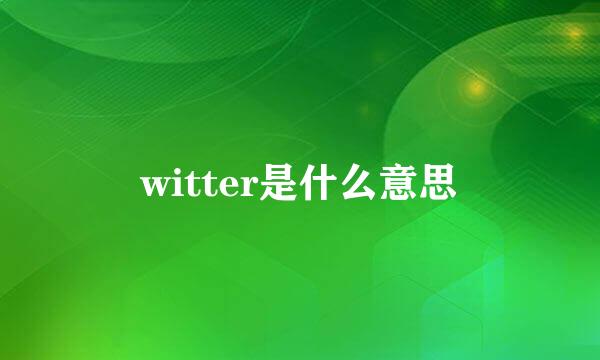 witter是什么意思